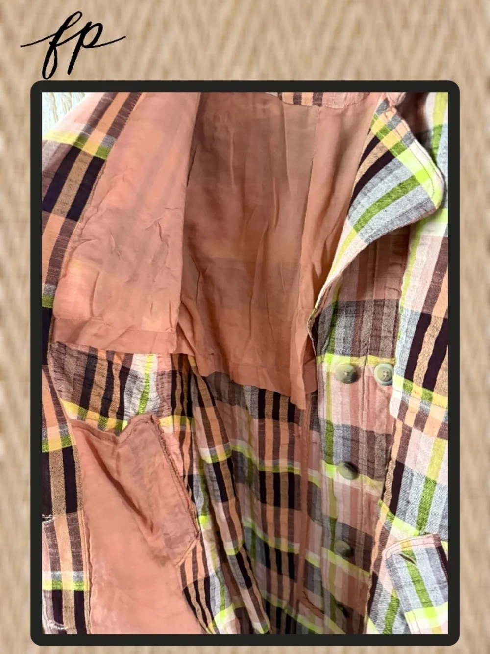 FREE PEOPLE 100% Cotton Lightweight Oversized Colorful Plaid Bliss Maxi Trench